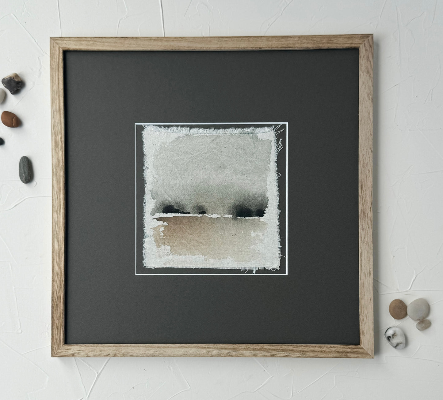 #40 Mini Linen Landscape, matted and framed.  (ready to hang)